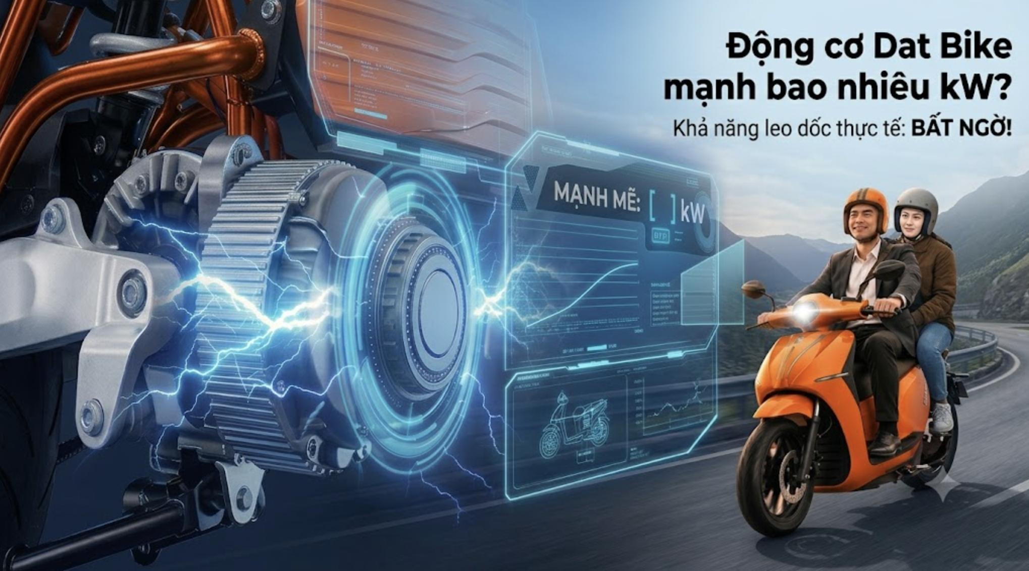 Động cơ Dat Bike mạnh bao nhiêu kW? Khả năng leo dốc thực tế